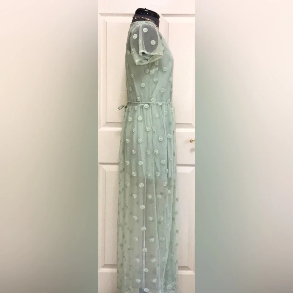 Abercrombie & Fitch Mint Embroidered Maxi Dress